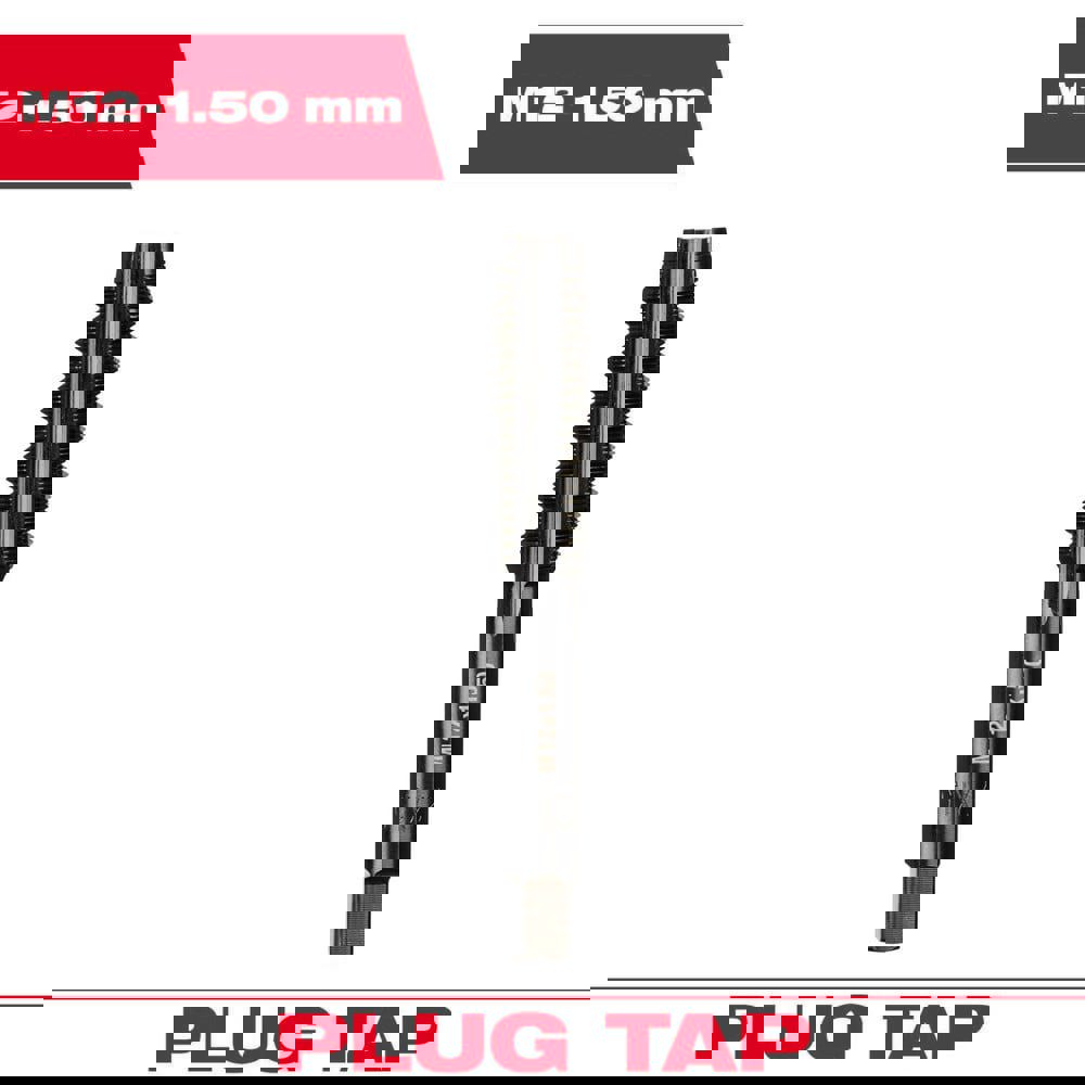 Straight Flute Taps; Tap Type: Straight Flute ; Thread Size (mm): M12x1.5 ; Chamfer: Plug ; Material: High-Carbon Steel ; Coating/Finish: Black Oxide ; Thread Direction: Right Hand